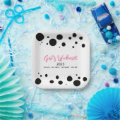 Personalisiertes Girl's Weekend Pink Dotted Pappteller (Party)