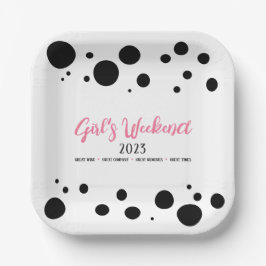 Personalisiertes Girl's Weekend Pink Dotted Pappteller