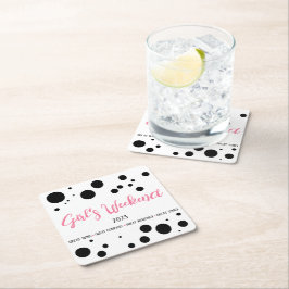 Personalisiertes Girl's Weekend Pink Dotted Rechteckiger Pappuntersetzer
