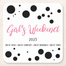 Personalisiertes Girl's Weekend Pink Dotted Rechteckiger Pappuntersetzer