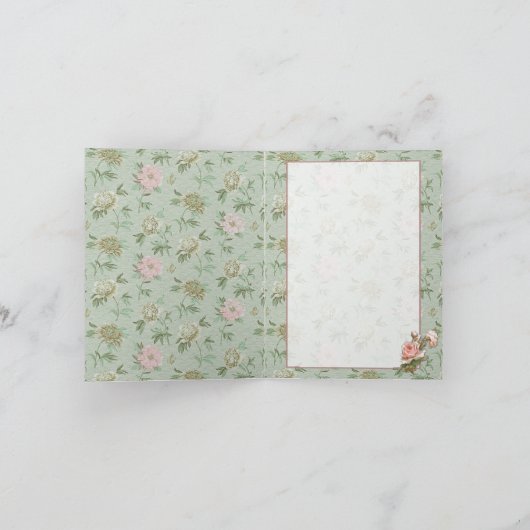 Personalisiertes Girly Chic-Grün und rosa Blumen (Innenseite)