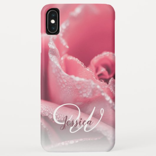 Personalisiertes Girly Rosen-Goldblumenname Case-Mate iPhone Hülle (Rückseite)