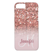 Personalisiertes Girly Rosen-GoldGlitzer-Monogramm Case-Mate iPhone Hülle (Rückseite)