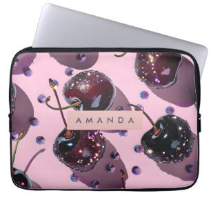 Personalisiertes Glam Glitzer Kirsch Design Laptopschutzhülle