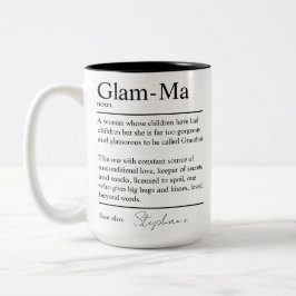 Personalisiertes Glam-Ma Wörterbuch-Definition Oma Zweifarbige Tasse