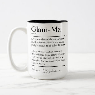 Personalisiertes Glam-Ma Wörterbuch-Definition Oma Zweifarbige Tasse
