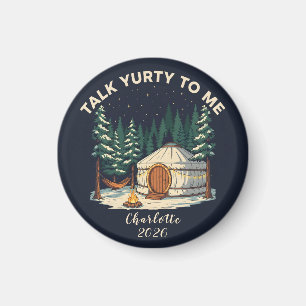 Personalisiertes Glamping-Yurt-Abenteuer Retro-Cam Magnet
