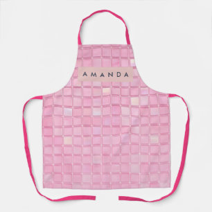 Personalisiertes glänzendes rosa Mosaikfliesenmust Schürze