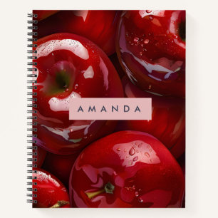 Personalisiertes Glänzendes Rot-Apfel-Design Notizblock