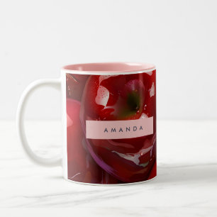 Personalisiertes Glänzendes Rot-Apfel-Design Zweifarbige Tasse