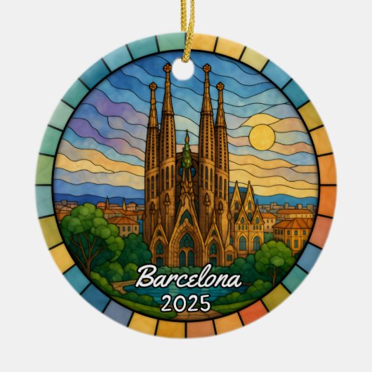 Personalisiertes Glas Barcelona Ornament (Vorne)