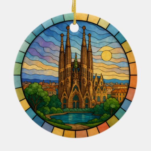Personalisiertes Glas Barcelona Ornament (Hinten)