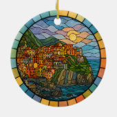Personalisiertes Glas Cinque Terre Keramik Ornament (Hinten)
