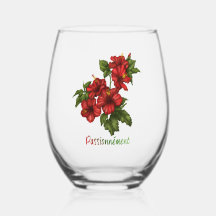 Personalisiertes Glas ohne Fuß Hibiscus Rot