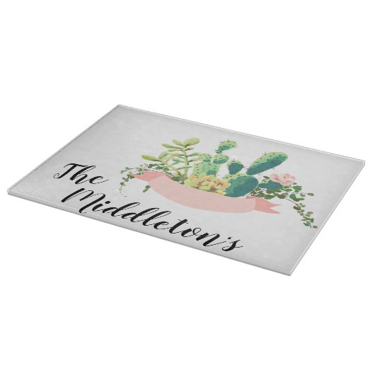 Personalisiertes Glas Schneiden Bohemischen Kaktee Schneidebrett (Ecke)