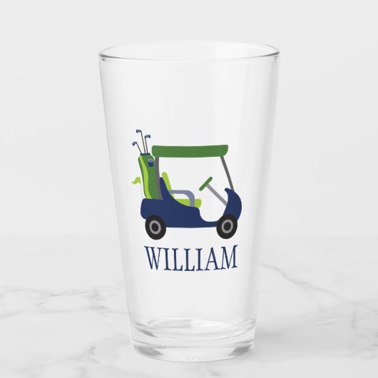 Personalisiertes Glas Tumbler, Navy & Green Golf C (Vorderseite)