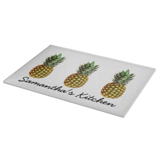 Personalisiertes Glasspanbrett mit Ananas Schneidebrett (Ecke)
