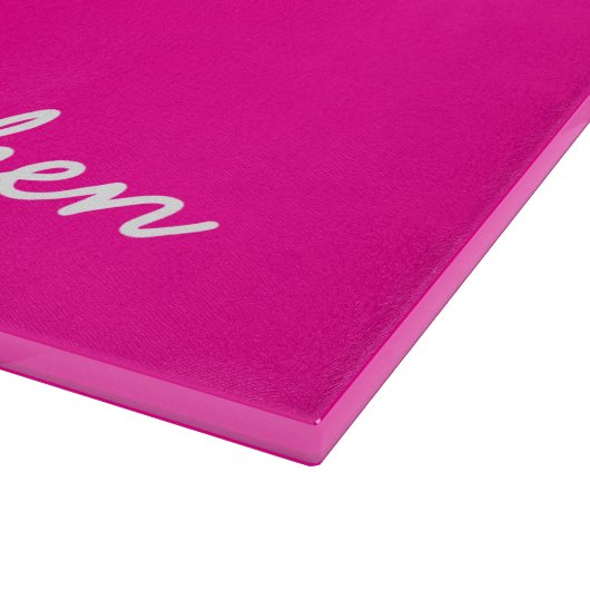 Personalisiertes Glasspanbrett | Rosa und weiß Schneidebrett (Ecke)