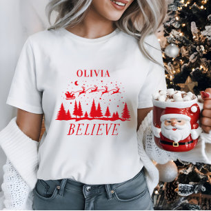 Personalisiertes Glaube an den Weihnachtsmann-Schl T-Shirt