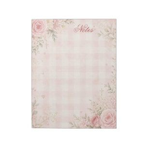 Personalisiertes Glaubens-Blumen-Gingham-Notizbuch Notizblock