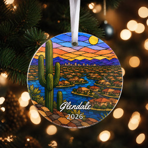 Personalisiertes Glendale, Arizona, Buntglas Ornament