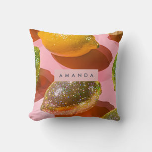 Personalisiertes Glitter-Zitronen-Zitrus-Design Kissen