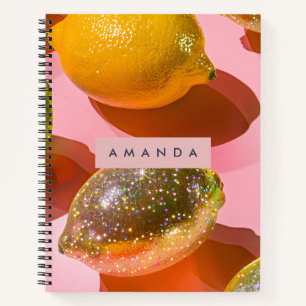 Personalisiertes Glitter-Zitronen-Zitrus-Design Notizblock