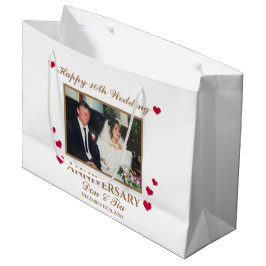 Personalisiertes Glück 10. Hochzeit Jubiläum Weiß Große Geschenktüte