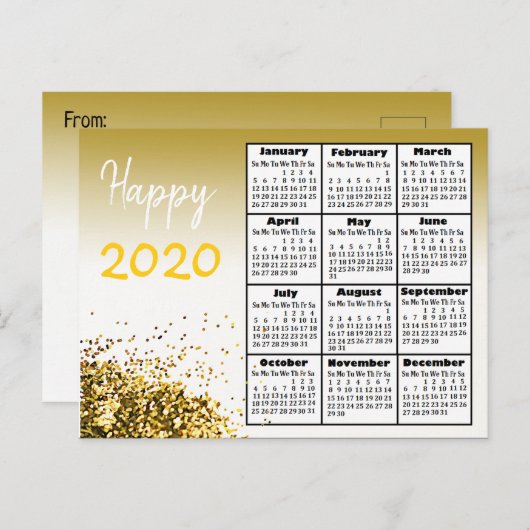 Personalisiertes Glück 2020 Neujahr Personalisiert Postkarte (Vorne/Hinten)