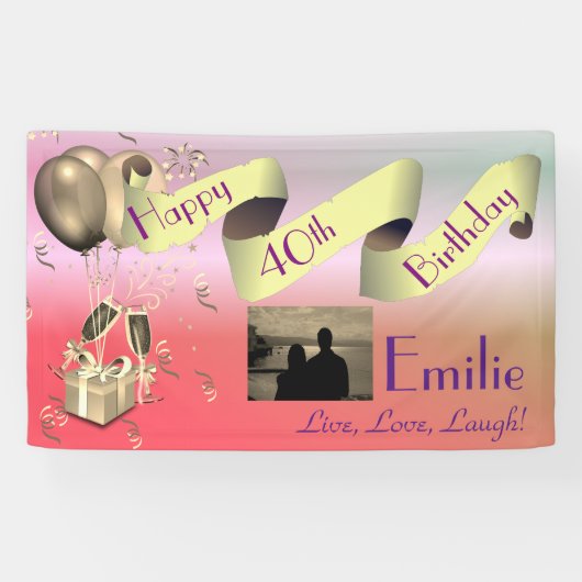Personalisiertes Glück 40. Geburtstag Banner (Horizontal)
