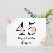 Personalisiertes Glück 45. Geburtstag Karte (Stehend Vorderseite)