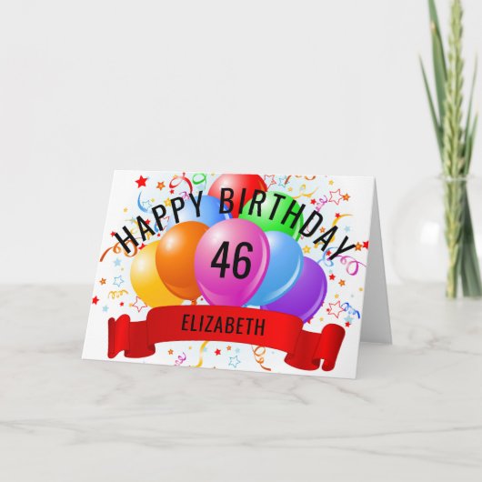 Personalisiertes Glück 46. Geburtstag Karte (Vorderseite)