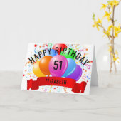 Personalisiertes Glück 51. Geburtstag Karte (Gelbe Blume)