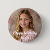 Personalisiertes Glück Geburtsname und Foto Button (Vorderseite)