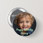 Personalisiertes Glück Geburtsname und Foto Button (Vorne & Hinten)