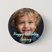 Personalisiertes Glück Geburtsname und Foto Button (Vorderseite)