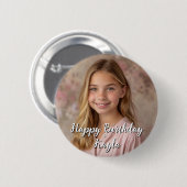 Personalisiertes Glück Geburtsname und Foto Button (Vorne & Hinten)