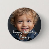 Personalisiertes Glück Geburtsname und Foto Button (Vorderseite)