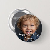 Personalisiertes Glück Geburtsname und Foto Button (Vorne & Hinten)