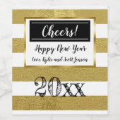 Personalisiertes Glück im neuen Jahr - Gold und Bl Weinetikett (Einzelnes Label)