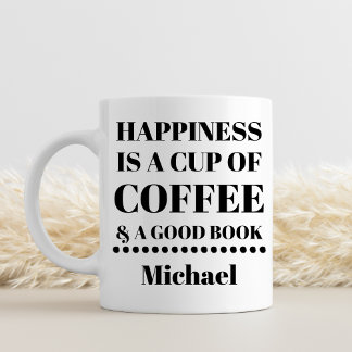 Personalisiertes Glück ist Kaffee und ein gutes Bu Kaffeetasse