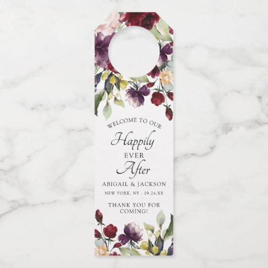 Personalisiertes Glück je nach Wein Champagner Flaschenanhänger (Vorderseite)