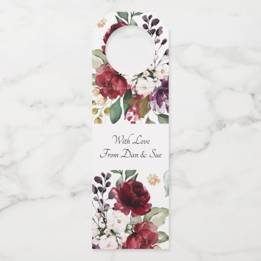 Personalisiertes Glück je nach Wein Champagner Flaschenanhänger (Rückseite)