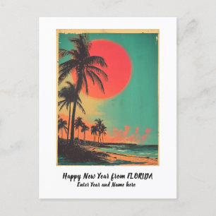 Personalisiertes Glück Neujahr Florida Miami Vinta Feiertagspostkarte