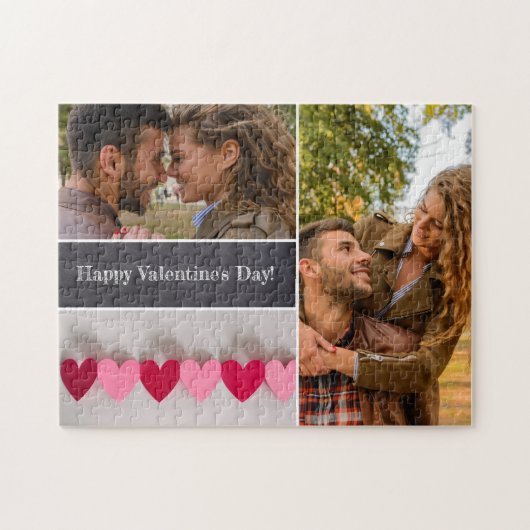 Personalisiertes Glück Valentinstag FotoCollage Puzzle (Horizontal)