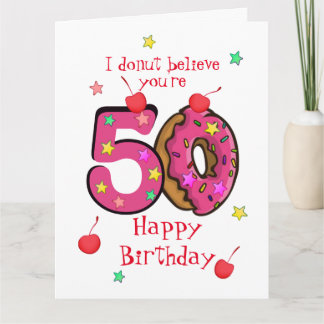 Personalisiertes Glück zum Geburtstag Donut-Jahrze Karte
