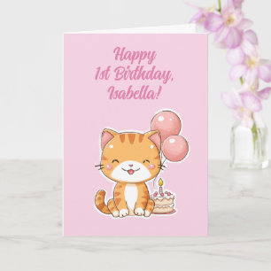 Personalisiertes Glückliches 1. Geburtstag Mädchen Karte