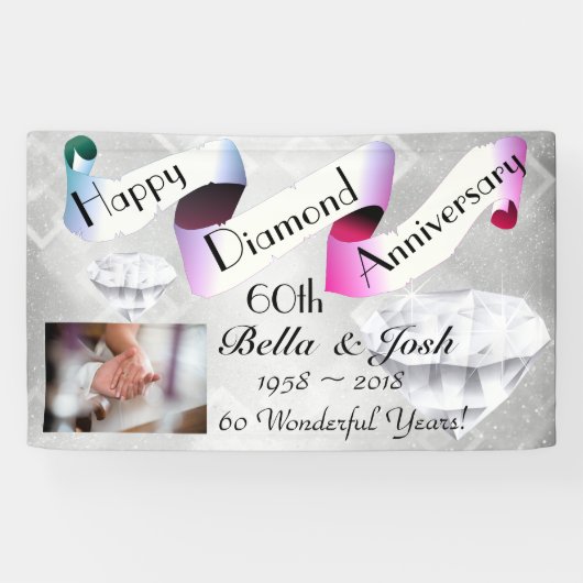 Personalisiertes glückliches 60. Hochzeitstag-Jubi Banner (Horizontal)