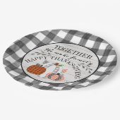 Personalisiertes glückliches Erntedanken Weinpapie Pappteller (Schrägansicht)