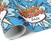 Personalisiertes GLÜCKLICHES GEBURTSTAG Comic Pop Geschenkpapier (Rolleneckpunkt)